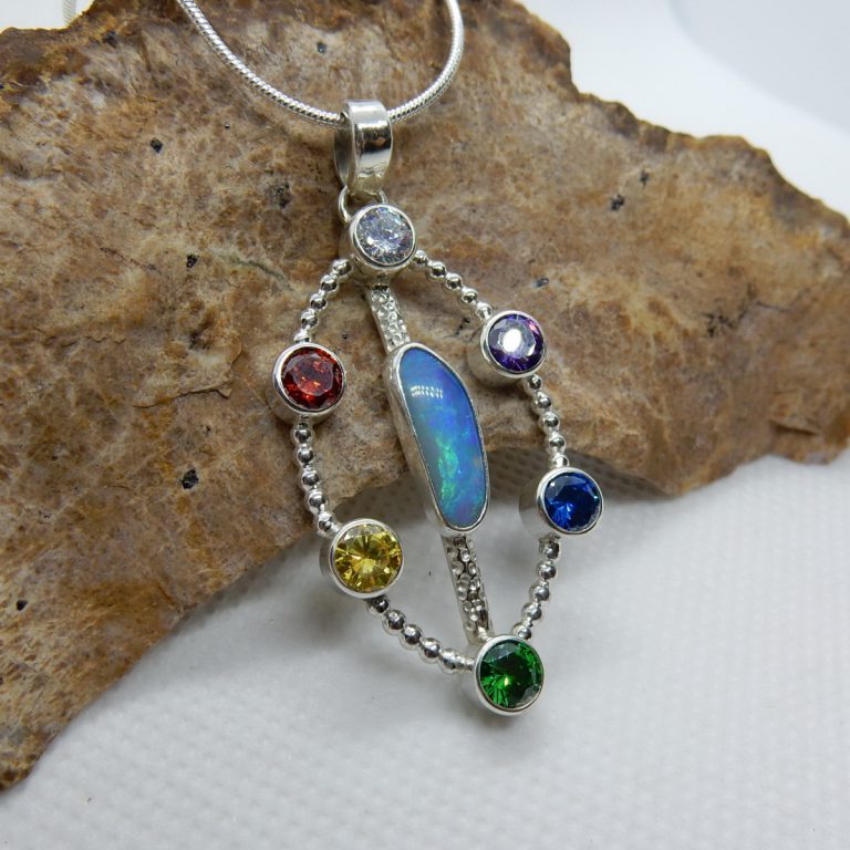 Chakra Style Opal Pendant. 1.3ct Solid Australian Opal. 925 Sterling ...